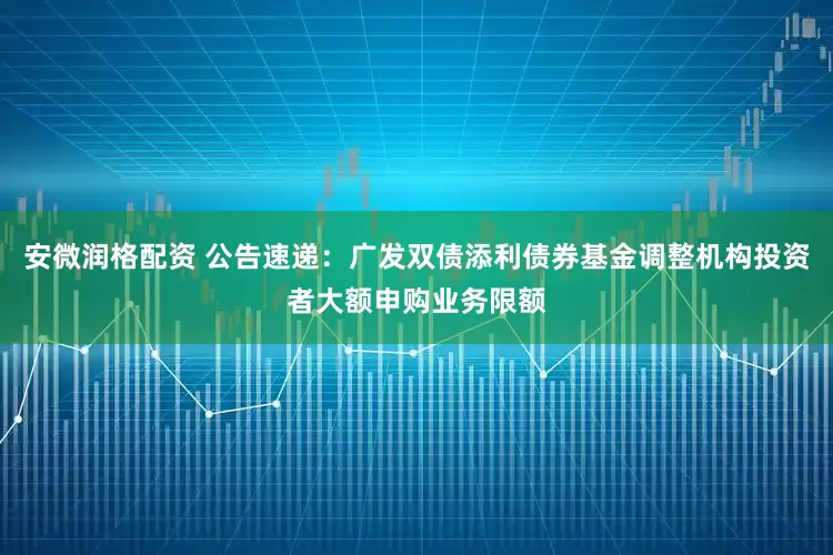 安微润格配资 公告速递：广发双债添利债券基金调整机构投资者大额申购业务限额
